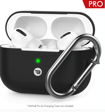 AirPods Pro Shock Proof Protective silicone Case  with carabiner Black