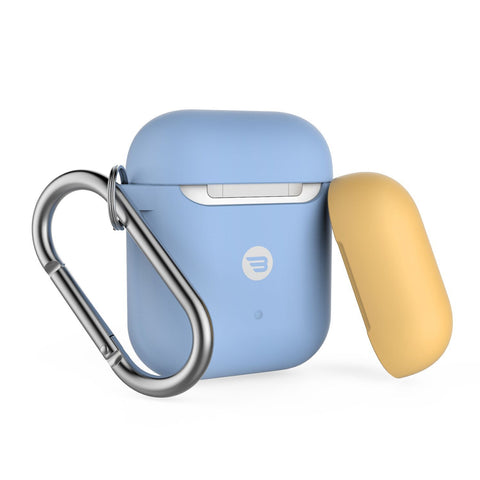 Airpod Case 1 & 2 Secure Slim silicone  with carabiner Blue extra Yellow cap