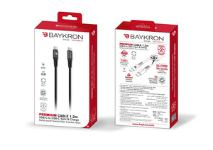 Baykron Cable Type C to Type C 1.2 M 3A Black