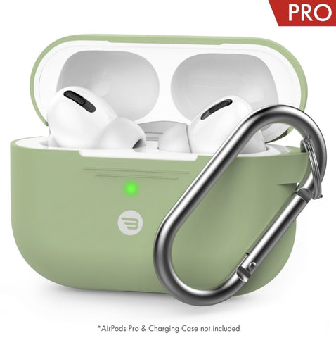 AirPods Pro Shock Proof Protective silicone Case  with carabiner Avocado