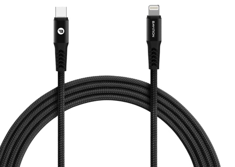 Type C to MFI lightning 3.0A Active charge and data sync cable 2M Black