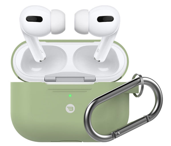 AirPods Pro Shock Proof Protective silicone Case  with carabiner Avocado