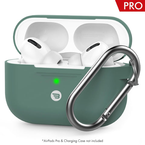 AirPods Pro Shock Proof Protective silicone Case  with carabiner Midnight Green