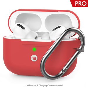 AirPods Pro Shock Proof Protective silicone Case  with carabiner Red