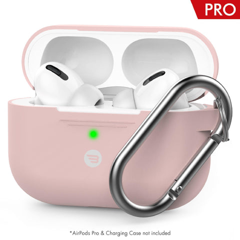 AirPods Pro Shock Proof Protective silicone Case with carabiner Pink