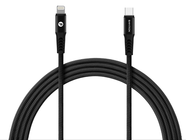 Type C to MFI lightning 3.0A Active charge and data sync cable 2M Black