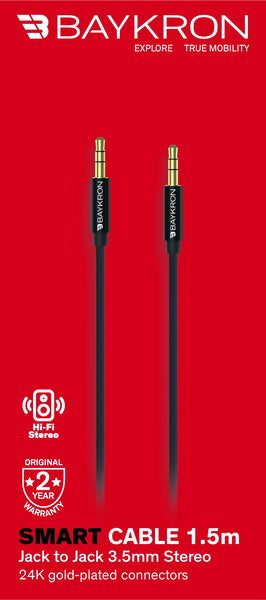 Baykron Jack 3.5MM to Jack 3.5MM Cable, 1.2 M,TPU, Black