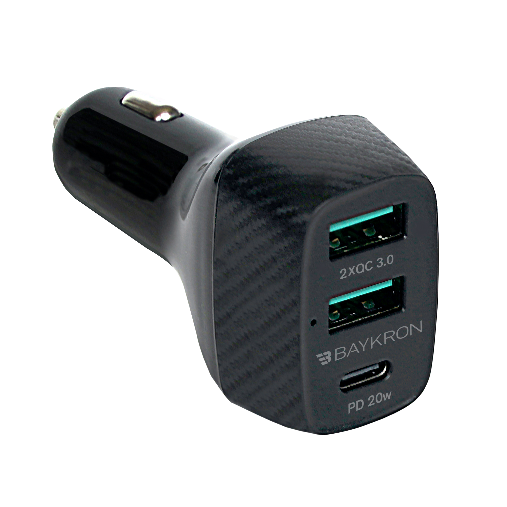Baykron Car Charger with USB 3.0 A + USB 2.1 A, and USB Type-C™ Power Delivery 20W