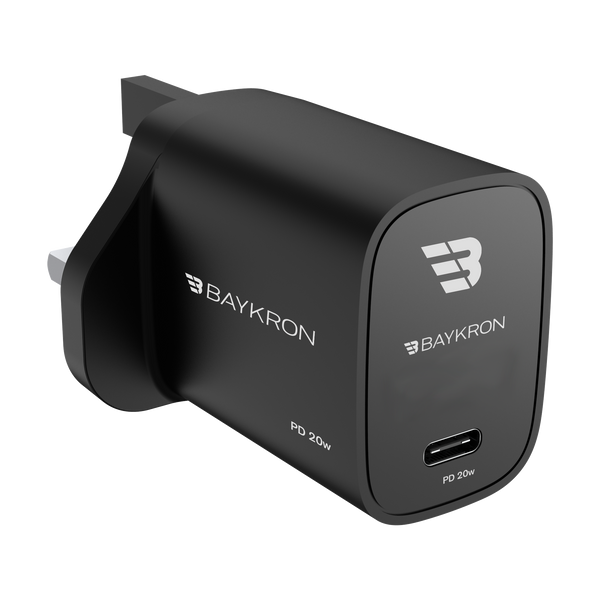 Baykron 20W, Power Delivery USB-C, Wall Charger,UK, Black